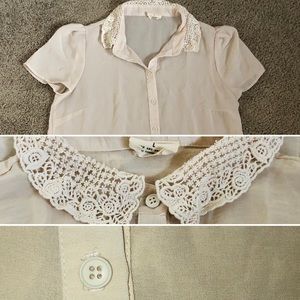 Pins & Needles Lace Peter Pan Collared Blouse L